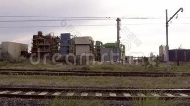 工厂-石油天然气炼油厂工业背景视频4K